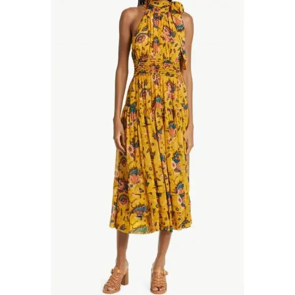 NWOT Ulla Johnson Maya Floral Waterlily Midi Dress size 12 - Picture 13 of 13